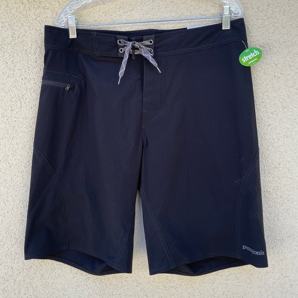 NEW Patagonia Black Stretch Wavefarer Board Shorts Mens Size 34"
